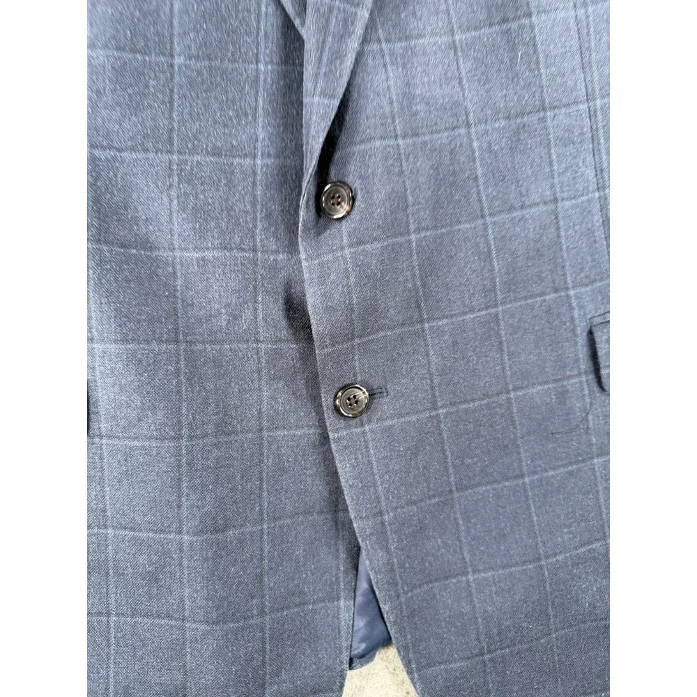 Lauren Ralph Lauren Silk Wool Blazer Mens 50L Sport Coat Blue Plaid Windowpane